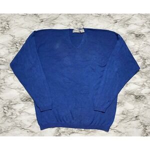 Barry Bricken Men's‎ Sweater Size 2XL Royal Blue Long Sleeve 100% Silk Pullover
